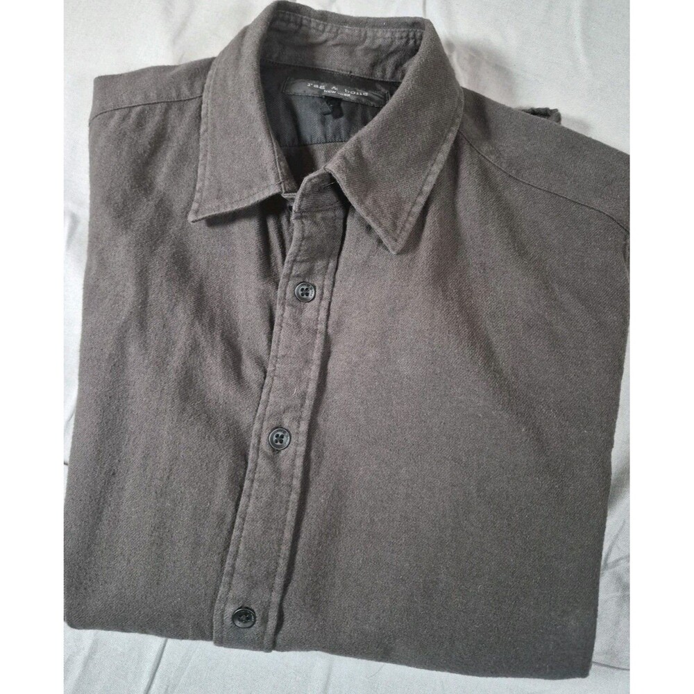 Rag & Bone Tomlin Stretch Dobby Shirt Men's Size Medium Dark Charcoal Casual